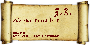 Zádor Kristóf névjegykártya